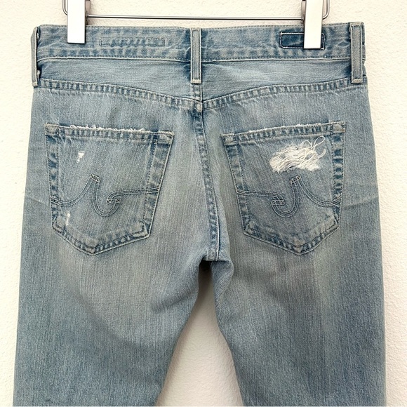 AG Ex-Boyfriend Crop Jeans Denim Pants Distressed Ankle Light Blue Size 26 Reg - Picture 7 of 15
